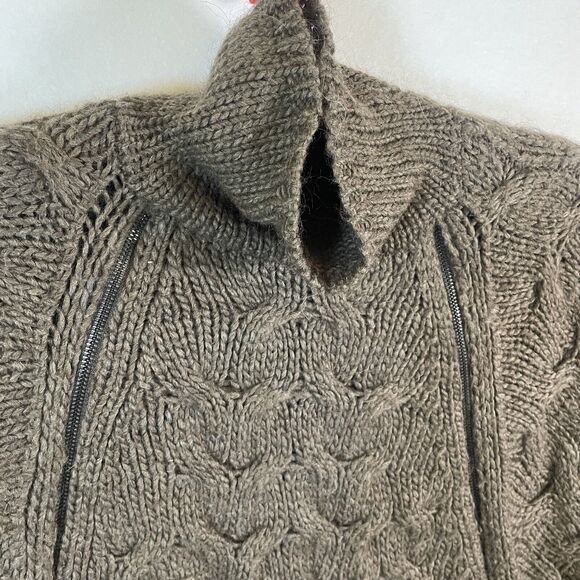 Free People Women Size XS Brown Dolman Sleeve Oversized Fuzzy Sweater w/ Zippers - Picture 11 of 12